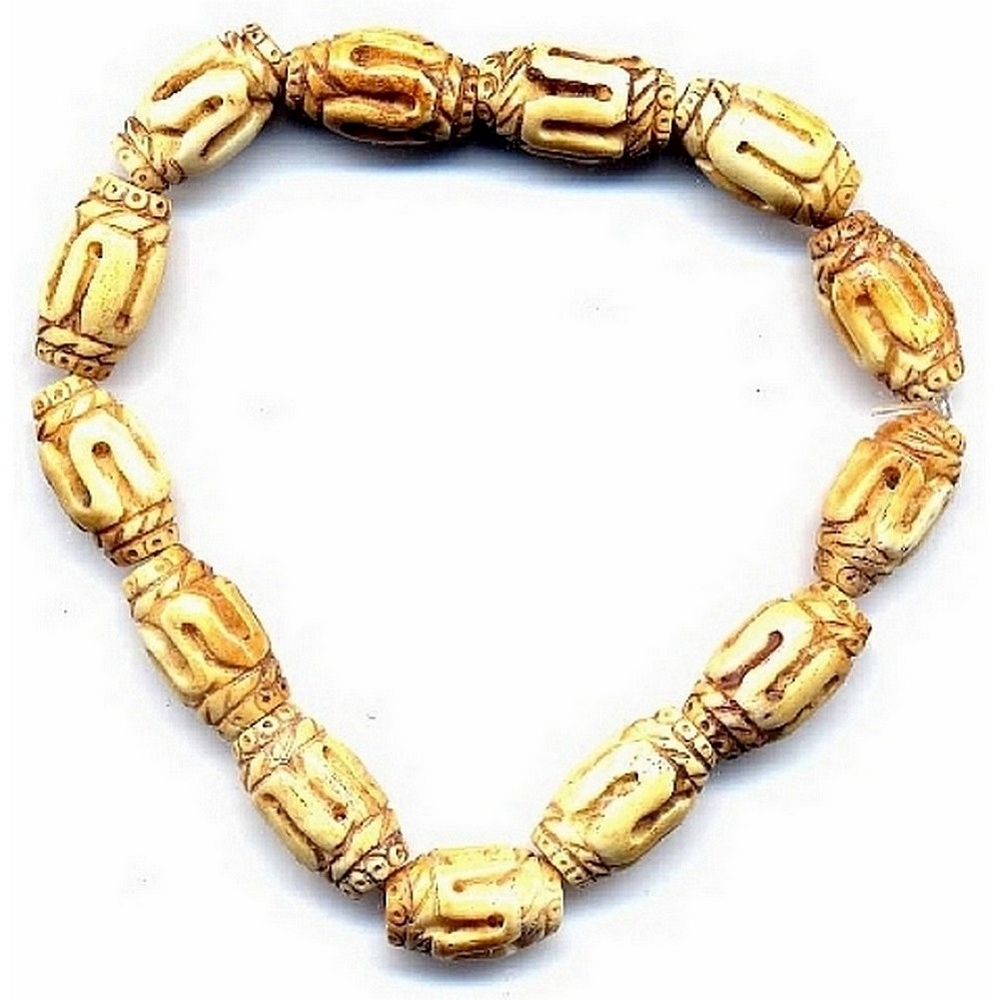 Bracelet bone hand carved squiggle barrel