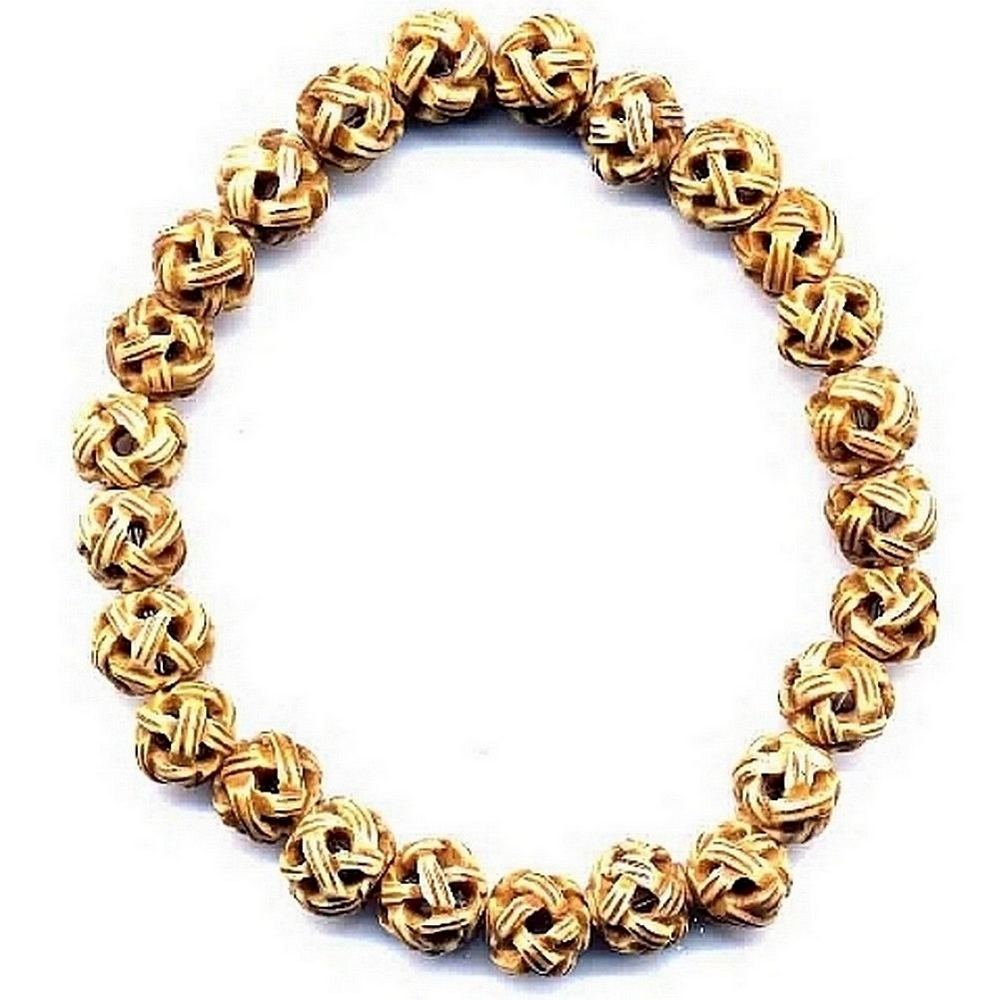 Bracelet bone hand carved knot ball