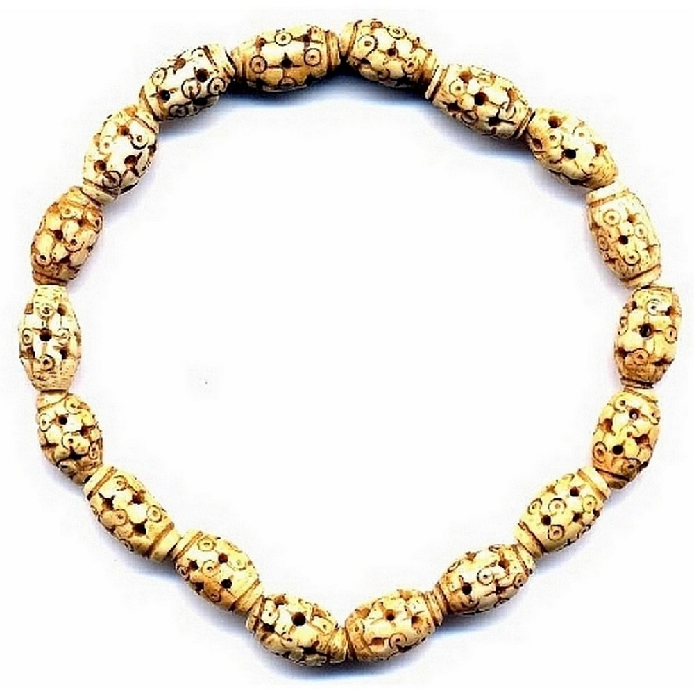 Bracelet bone hand carved star barrel