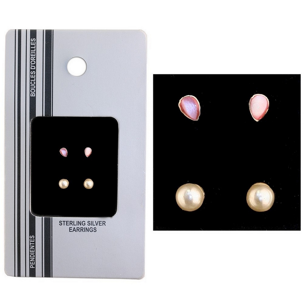 Stud earring 925 silver teardrop & pearl