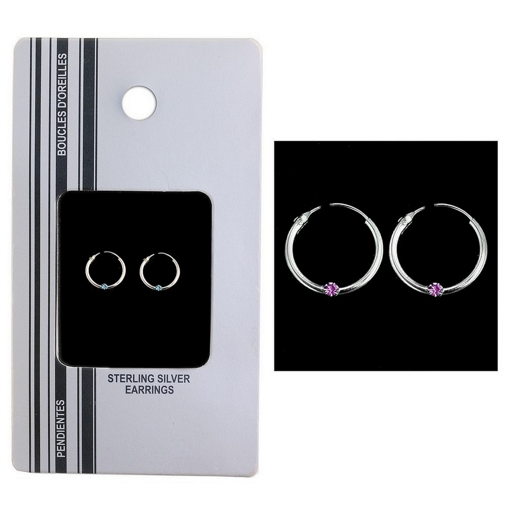 Hoop earring 925 silver hoop with crystal