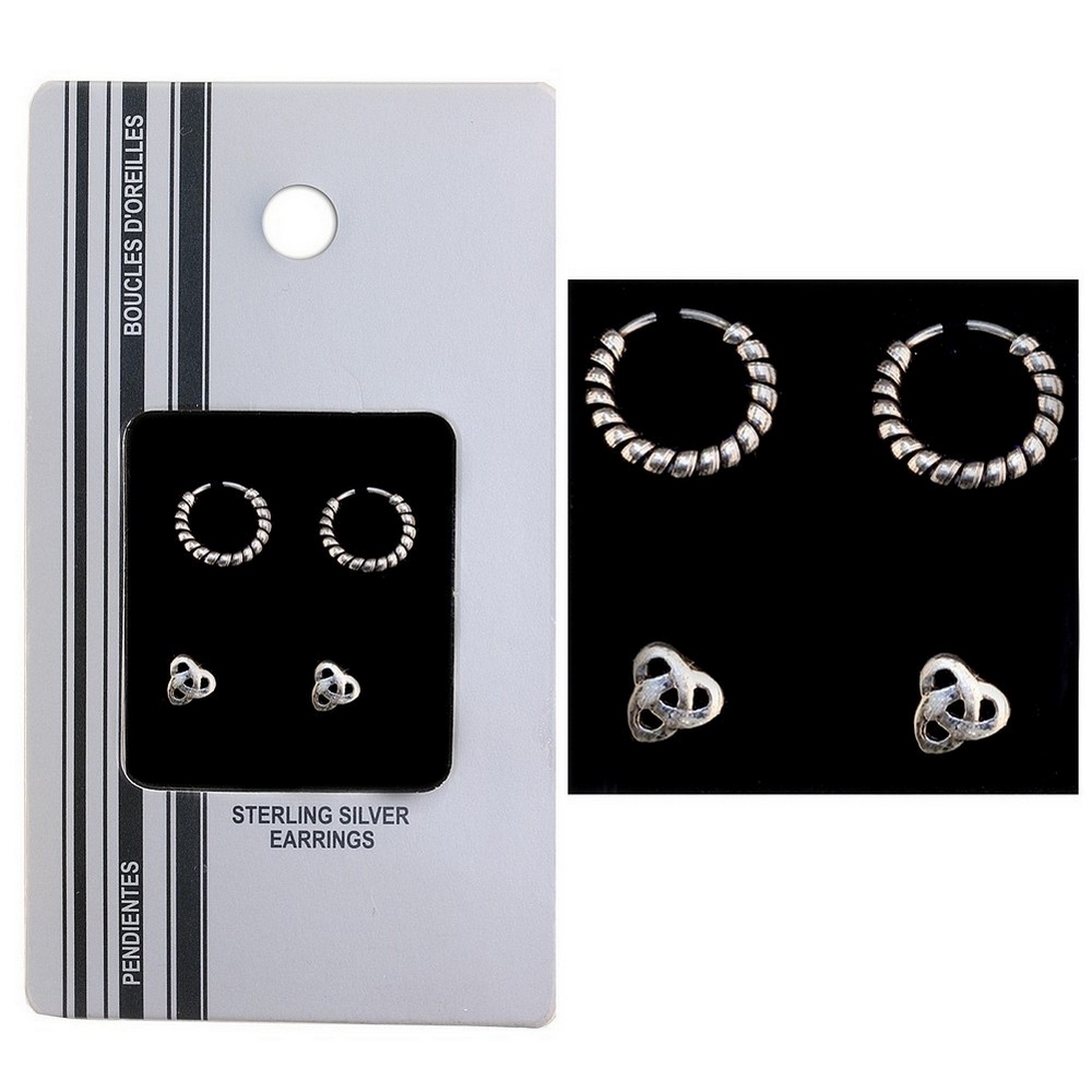 Stud earring 925 silver celtic hoop and knot