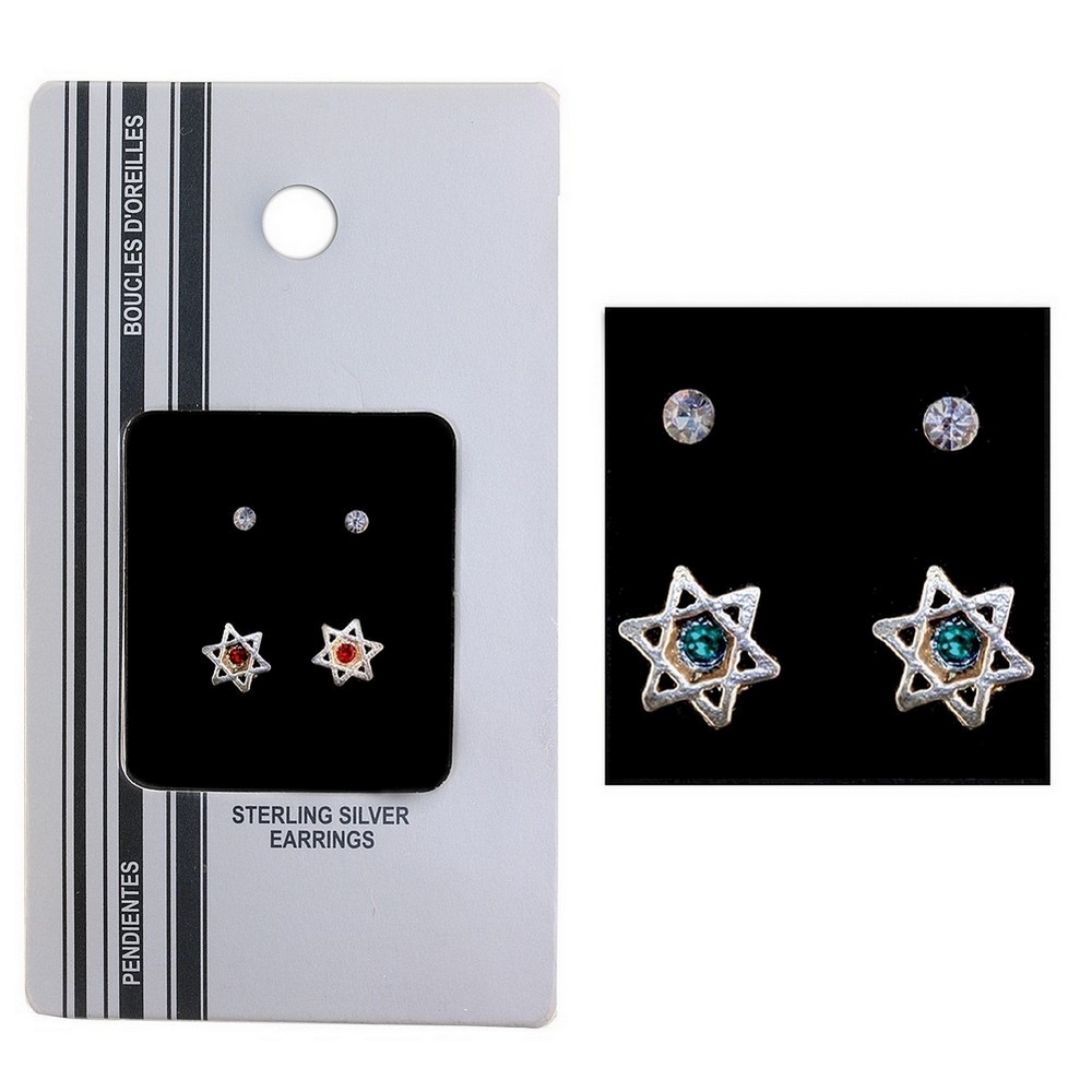 Stud earring 925 silver crystal stud & crystal star