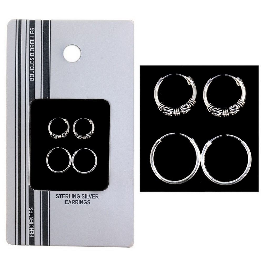 Hoop earring 925 silver bali hoop & plain hoop