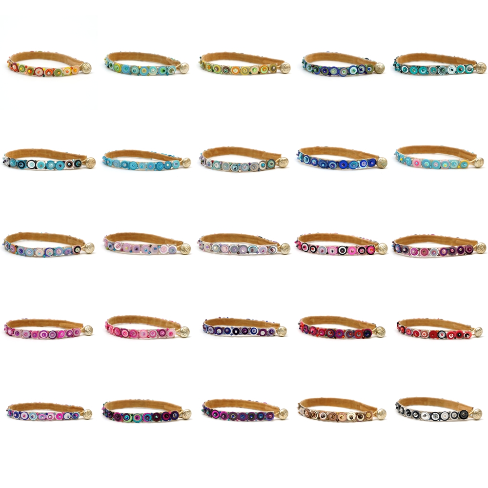 Bracelet glass & sequin 1 row ton sur ton coloured