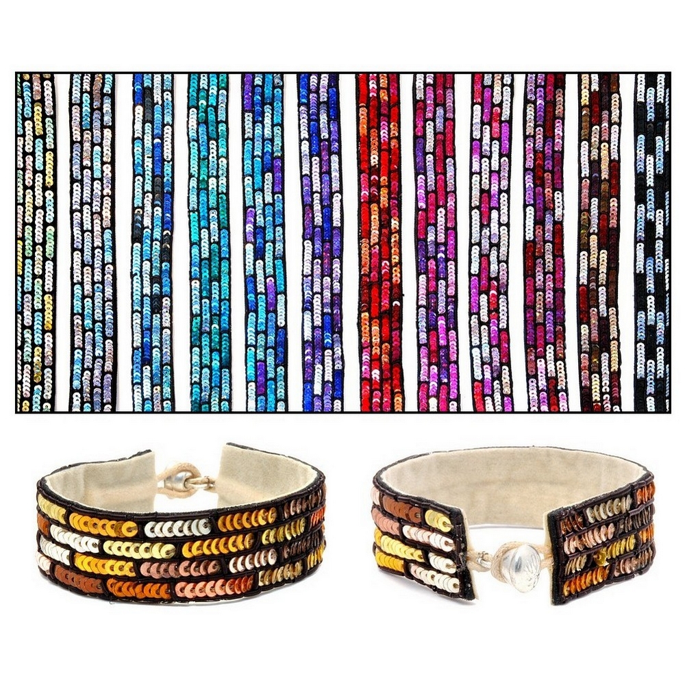 Bracelet sequin & bead Abstract Snake