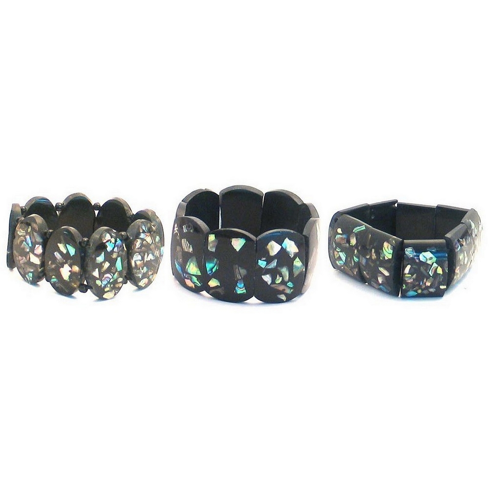 Bracelet shell & paua shell resin stretch