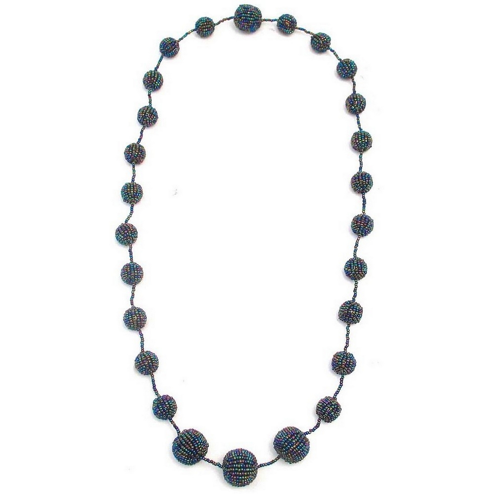 Necklace glass Balls 4x20 22x10mm 90cm Length