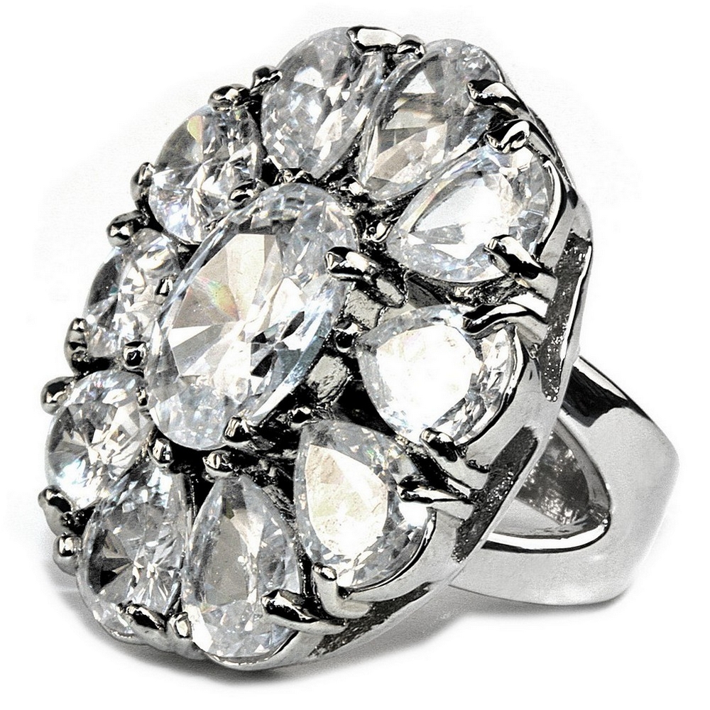 Ring crystal glass tear cluster clear