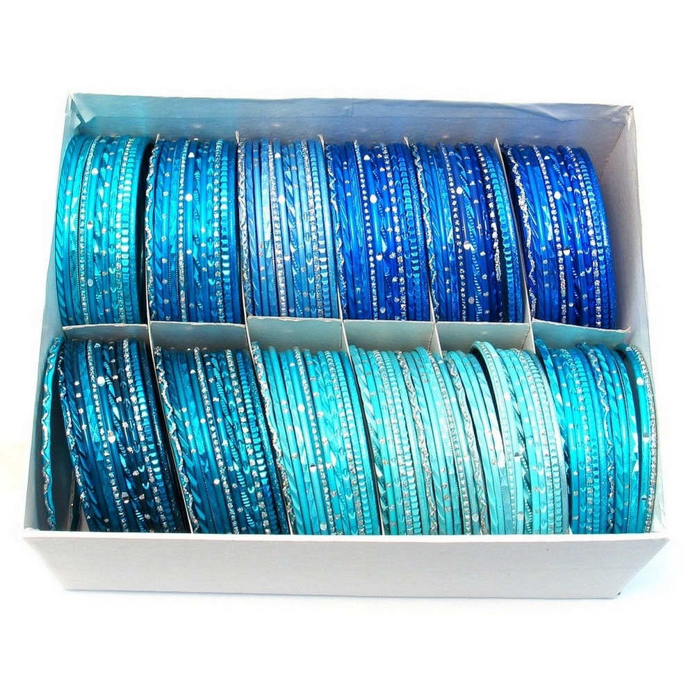 Bangle aluminium glitter and diamond cut blues blue