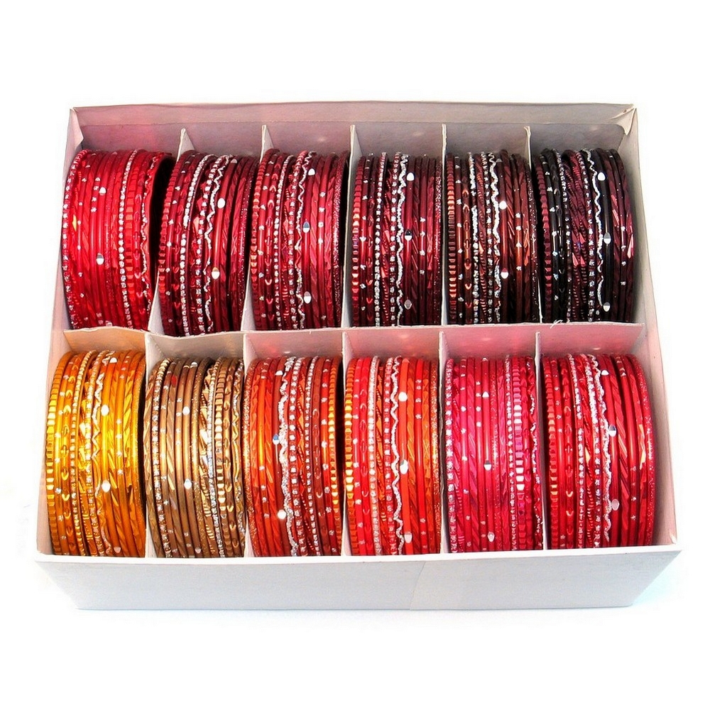 Bangle aluminium glitter and diamond cut reds & browns assorted colours