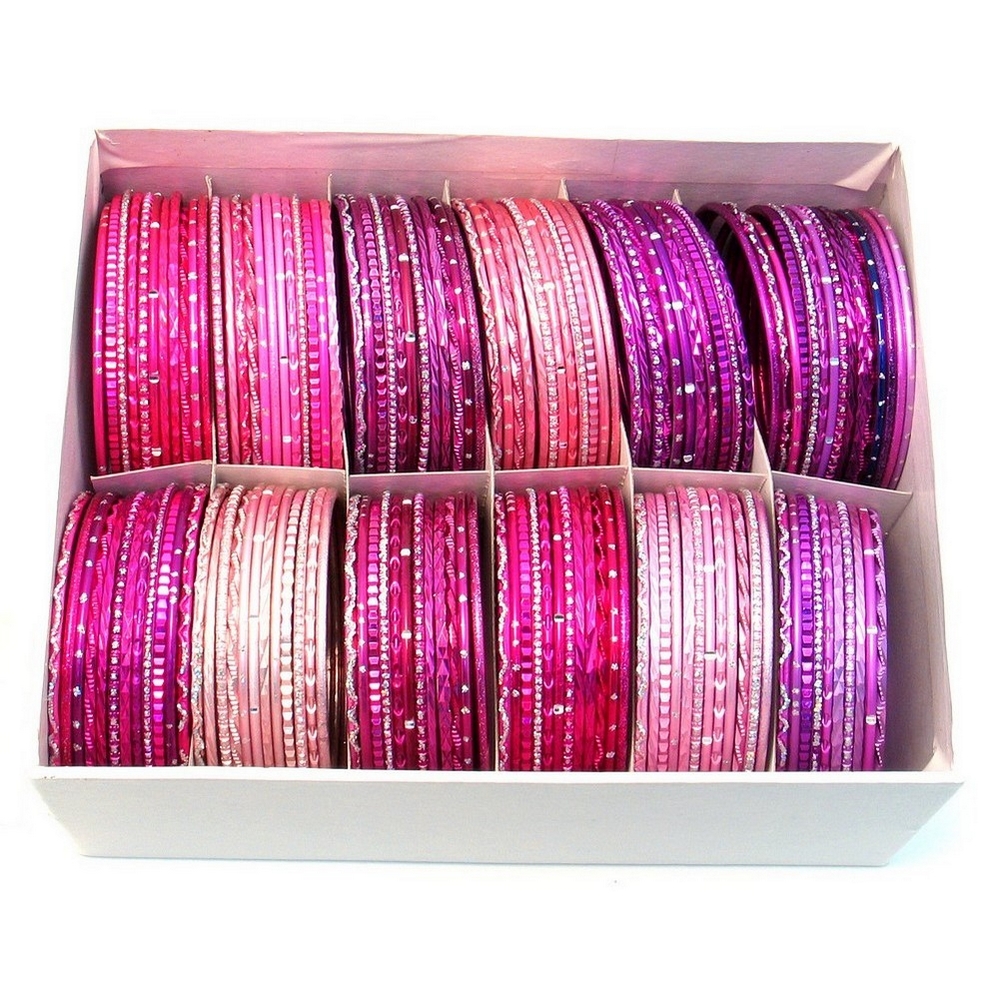 Bangle aluminium glitter and diamond cut pinks pink