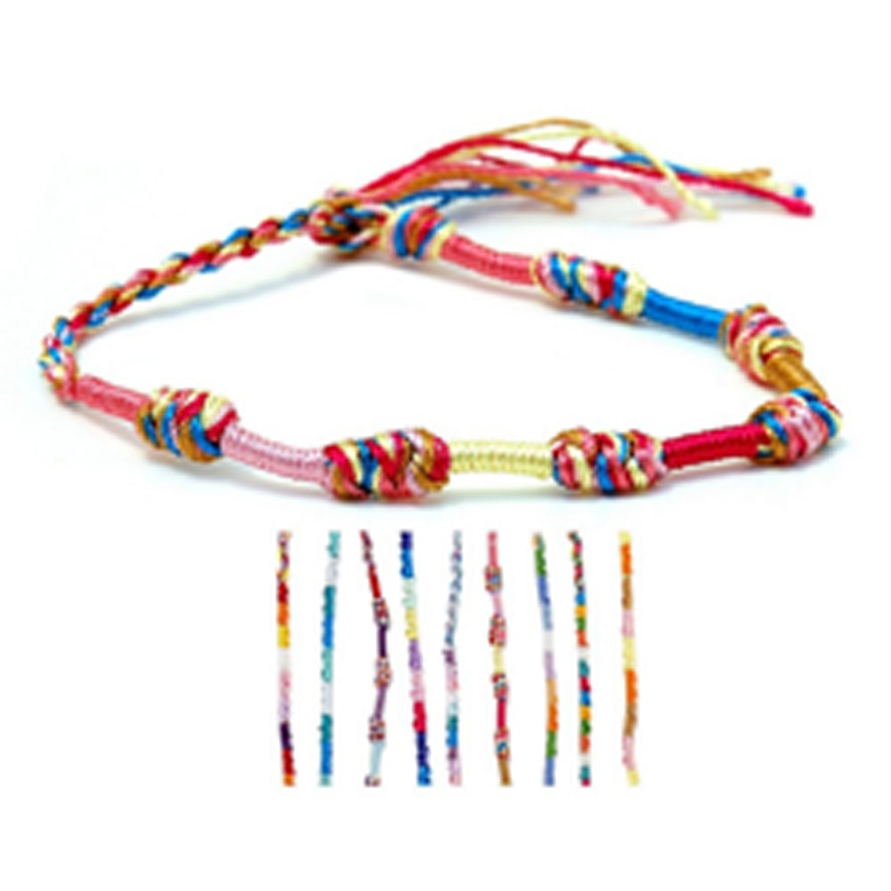 Bracelet woven & knotted with a tie fitting assorted colours
