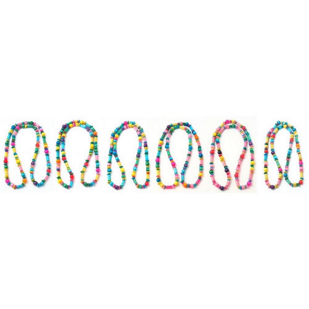 Necklace wood multi-coloured & shape 120cm