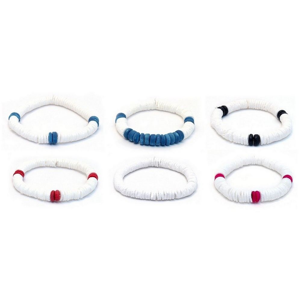 Bracelet shell & coconut heishi
