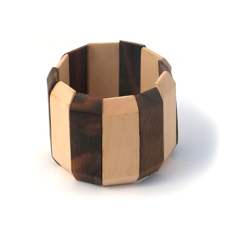 Bracelet wood two tone cuff