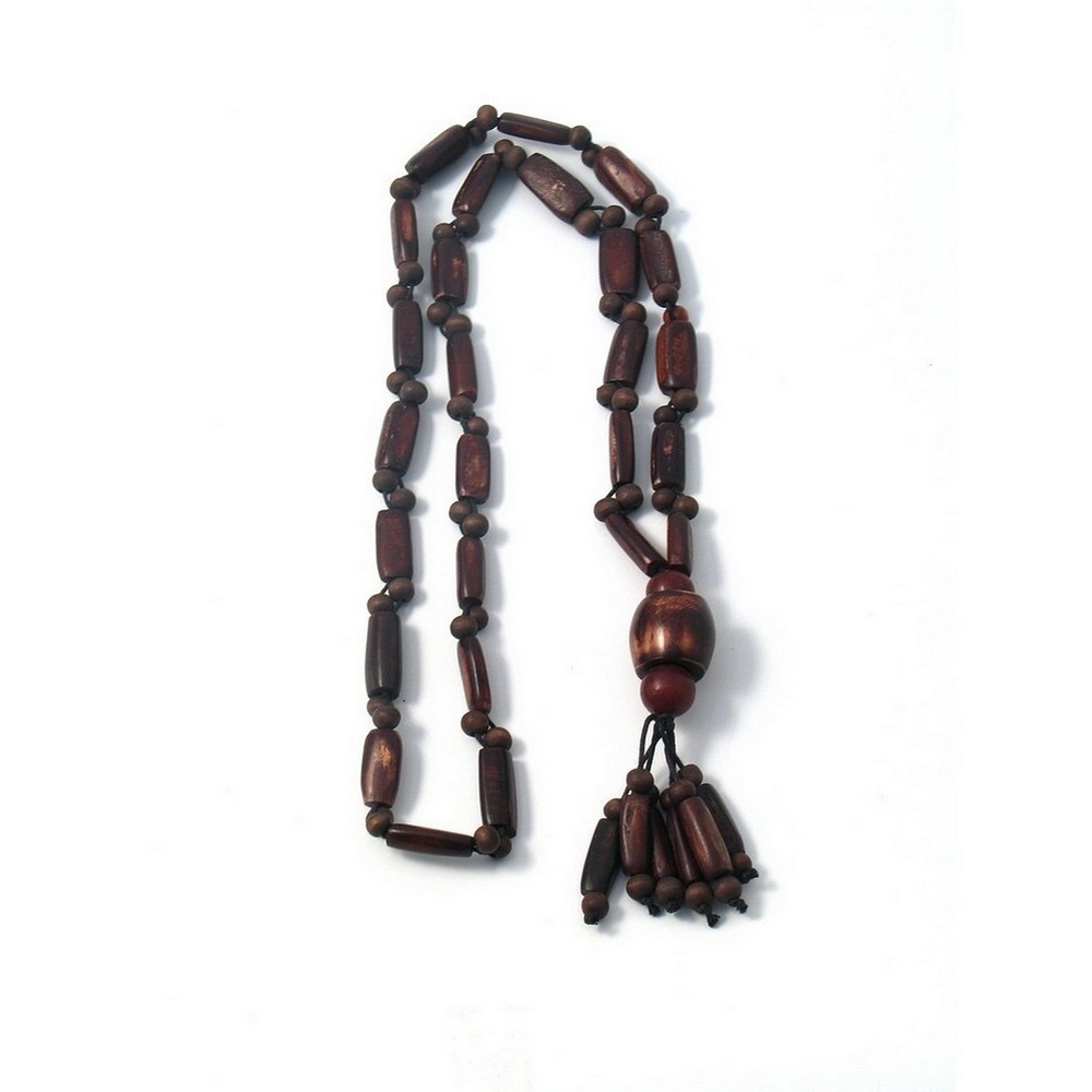 Necklace with a pendant wood dark tassel x 110cm