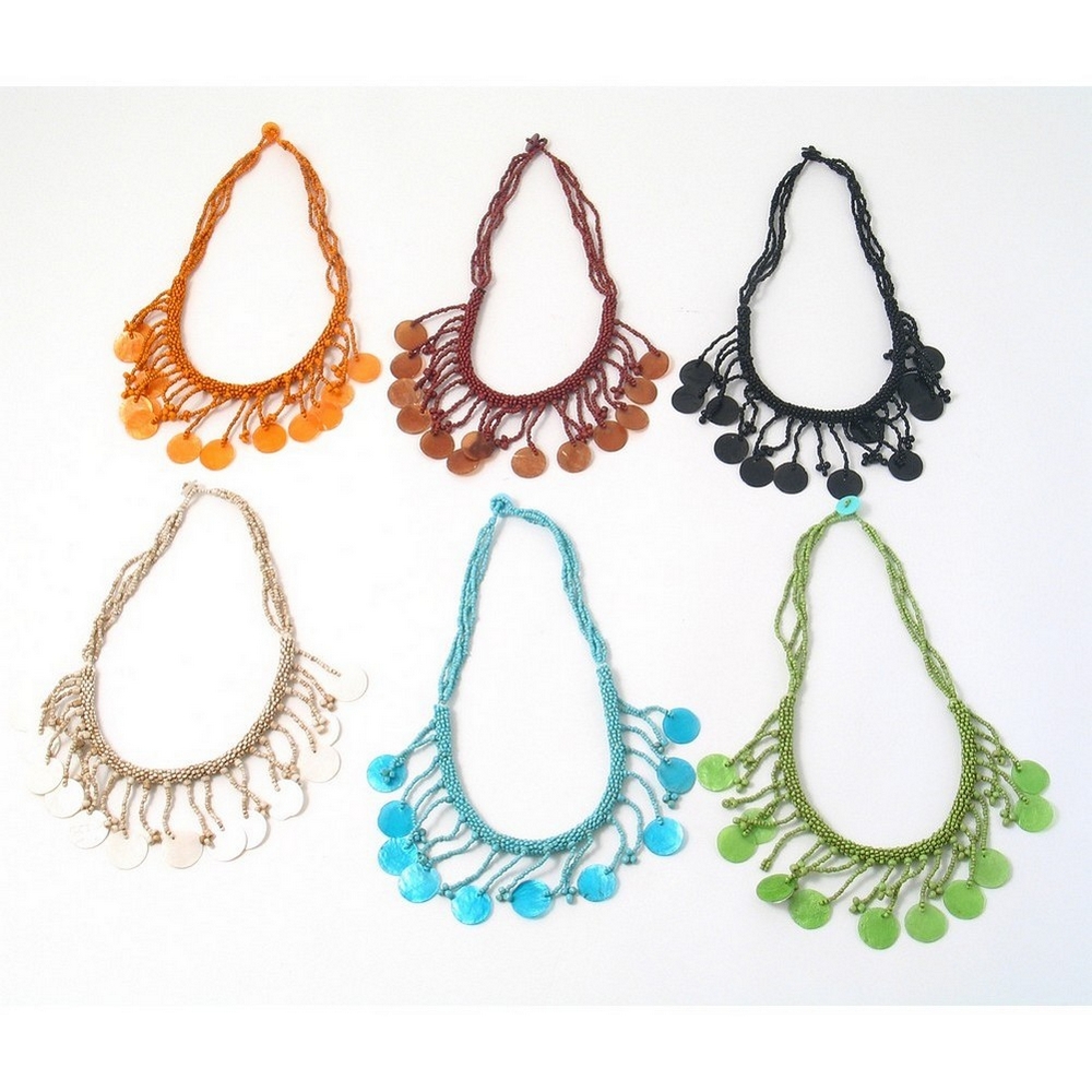 Necklace shell kapis fringe