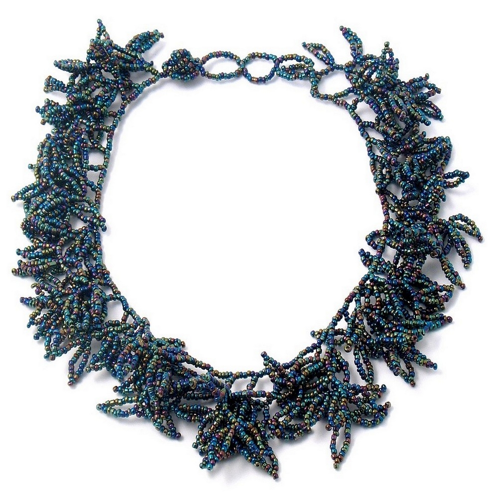 Necklace glass glamour leaf effect