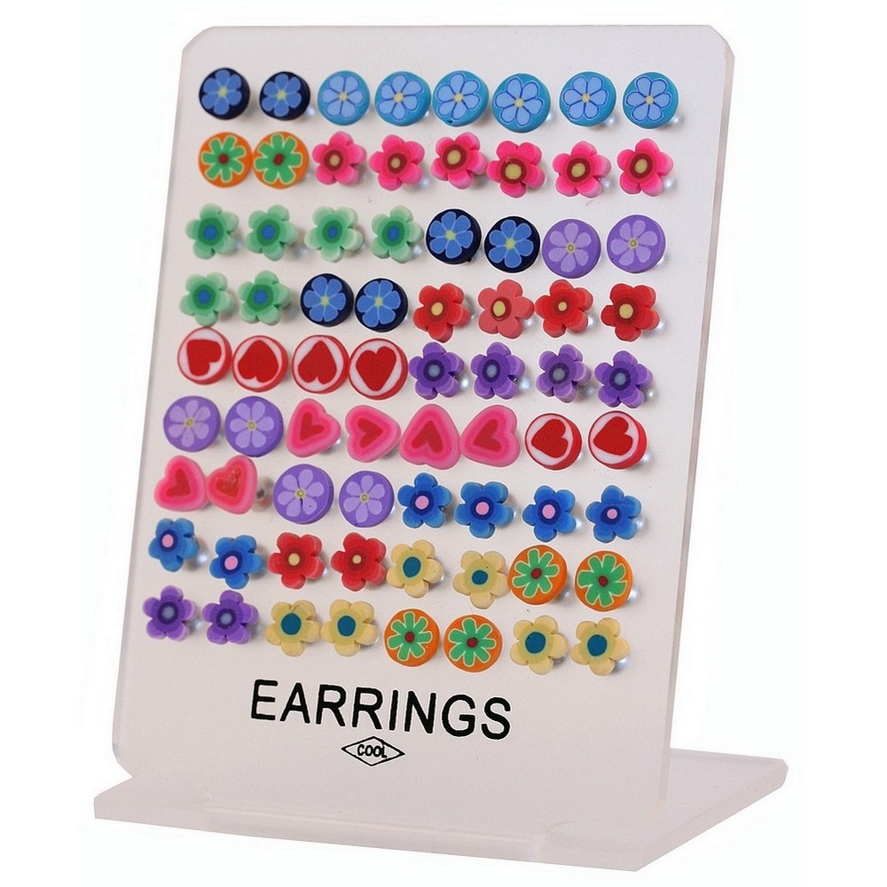 Stud earring resin heart and flower designs