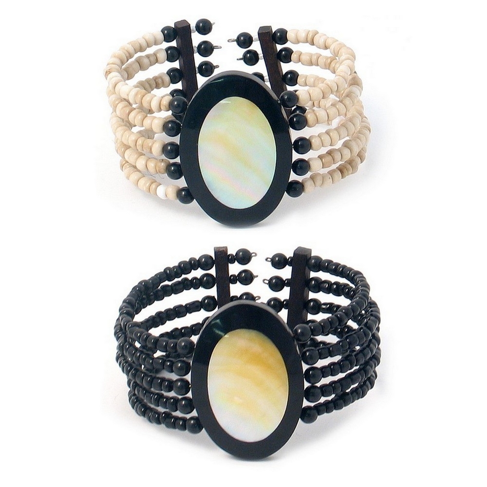 Bracelet shell bracelet mop oval 5 row beads