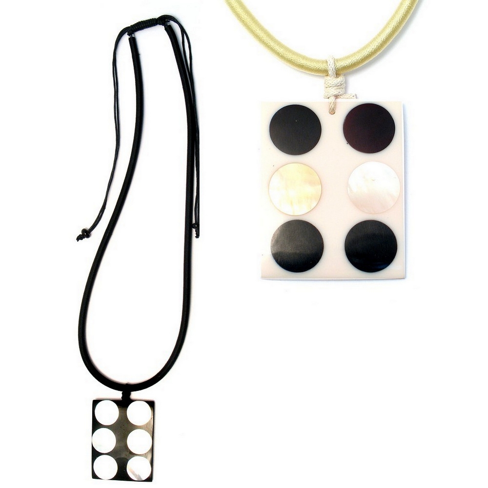 Necklace shell domino rectangle & dot