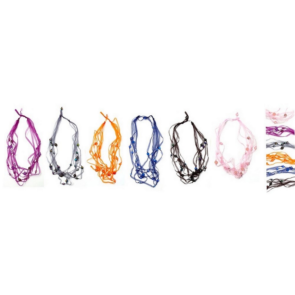 Necklace glass 8 lines with facet beads