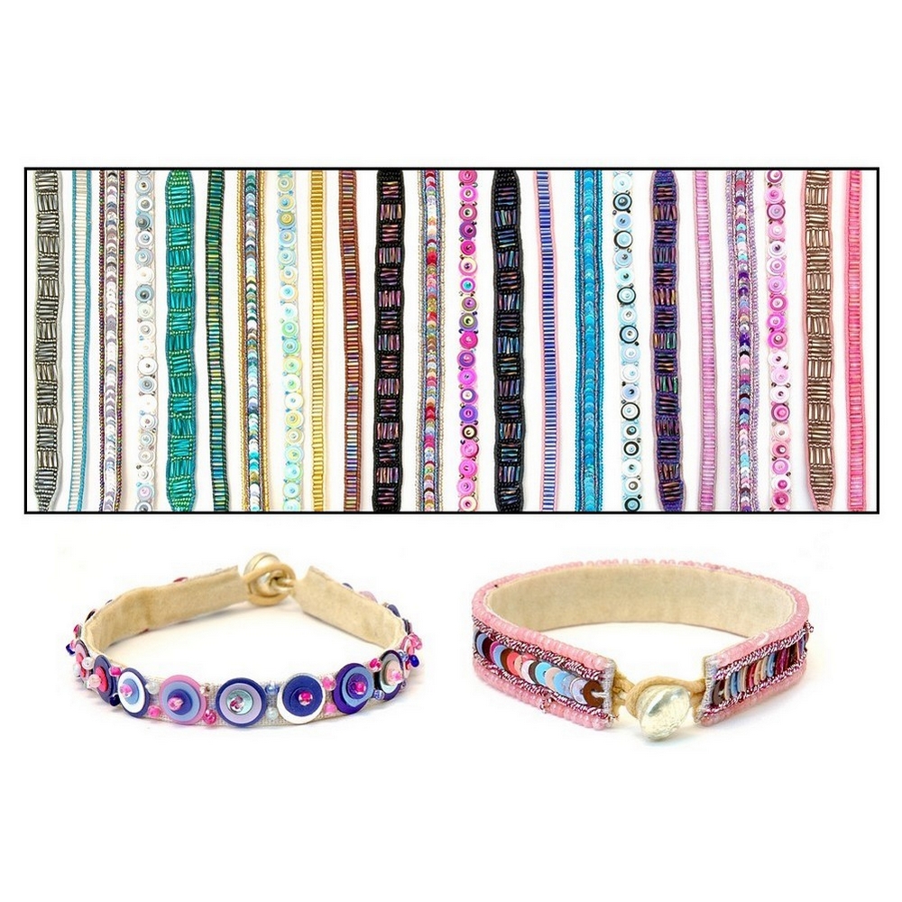 Bracelet glass & sequin 25 assorted colours and designs