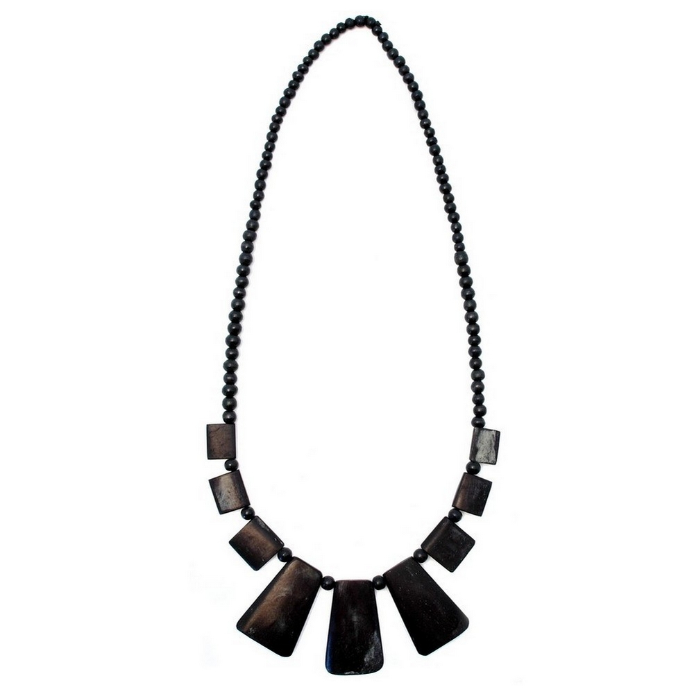 Long necklace bone 9 peg black 84 cm