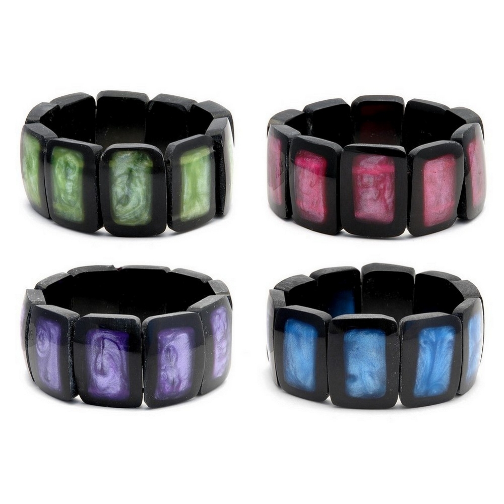 Bracelet resin 28x20mm Coloured Rectangles