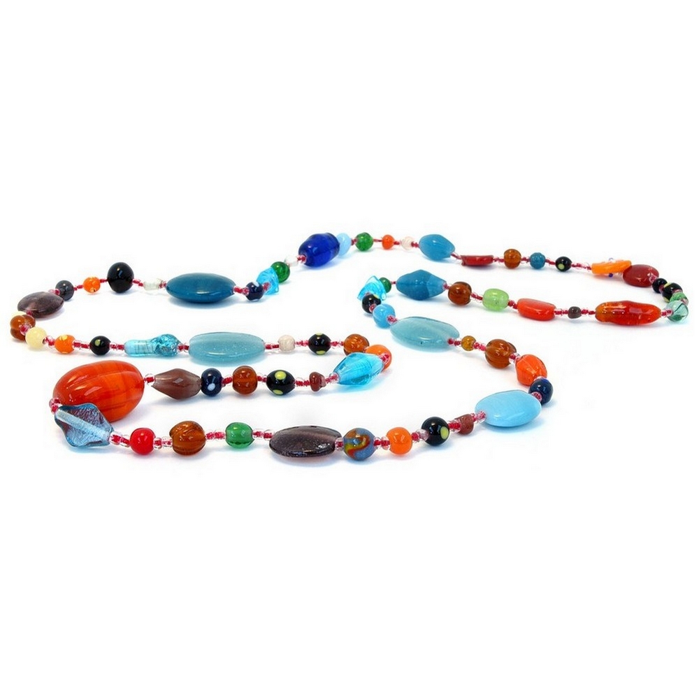 Necklace glass asst glass 120cm