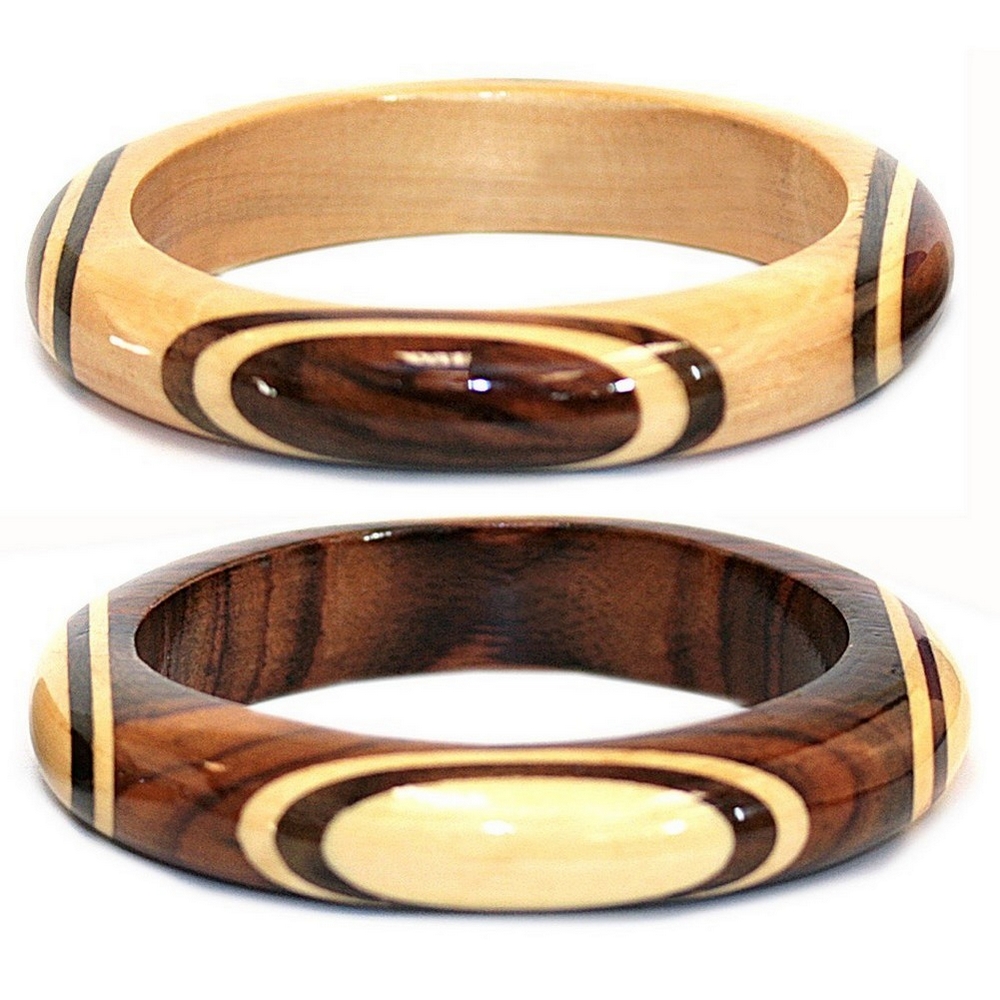Bracelet wood oval inlay - 14mm
