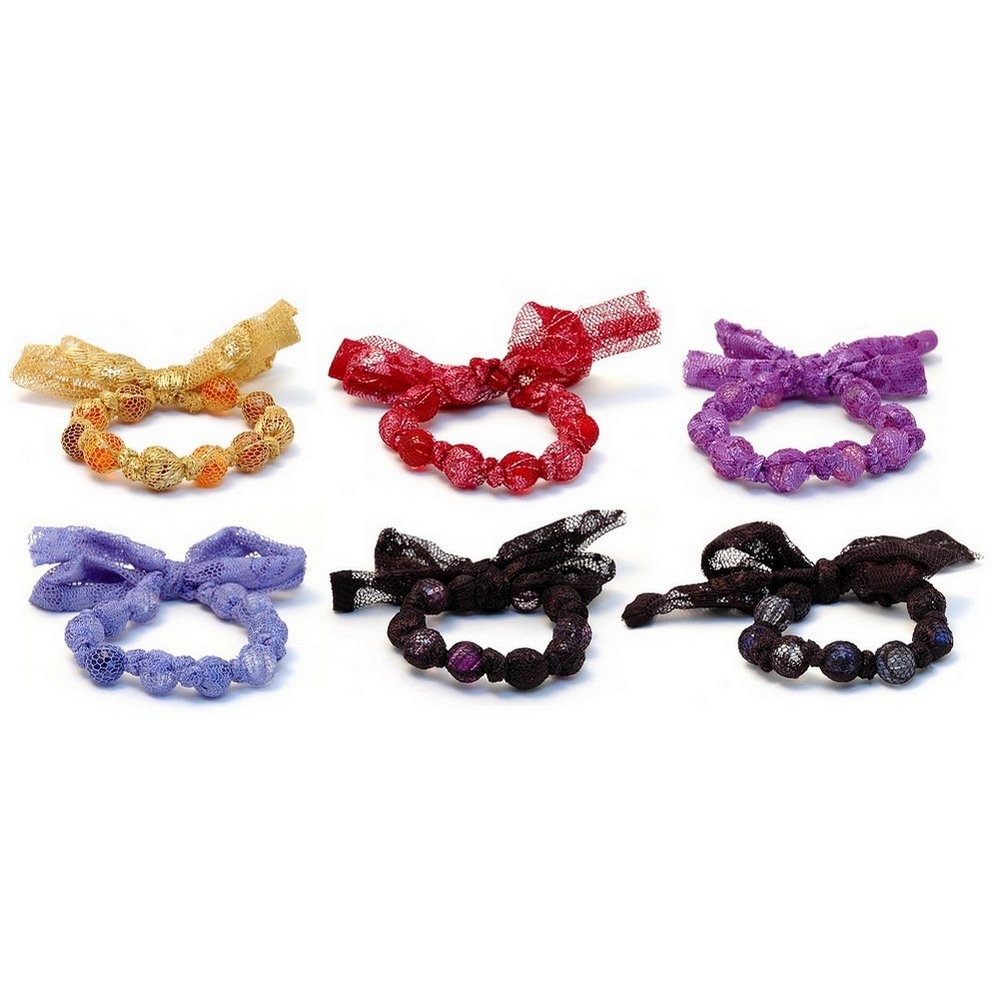 Bracelet resin 11mm ball lace covered 17cm