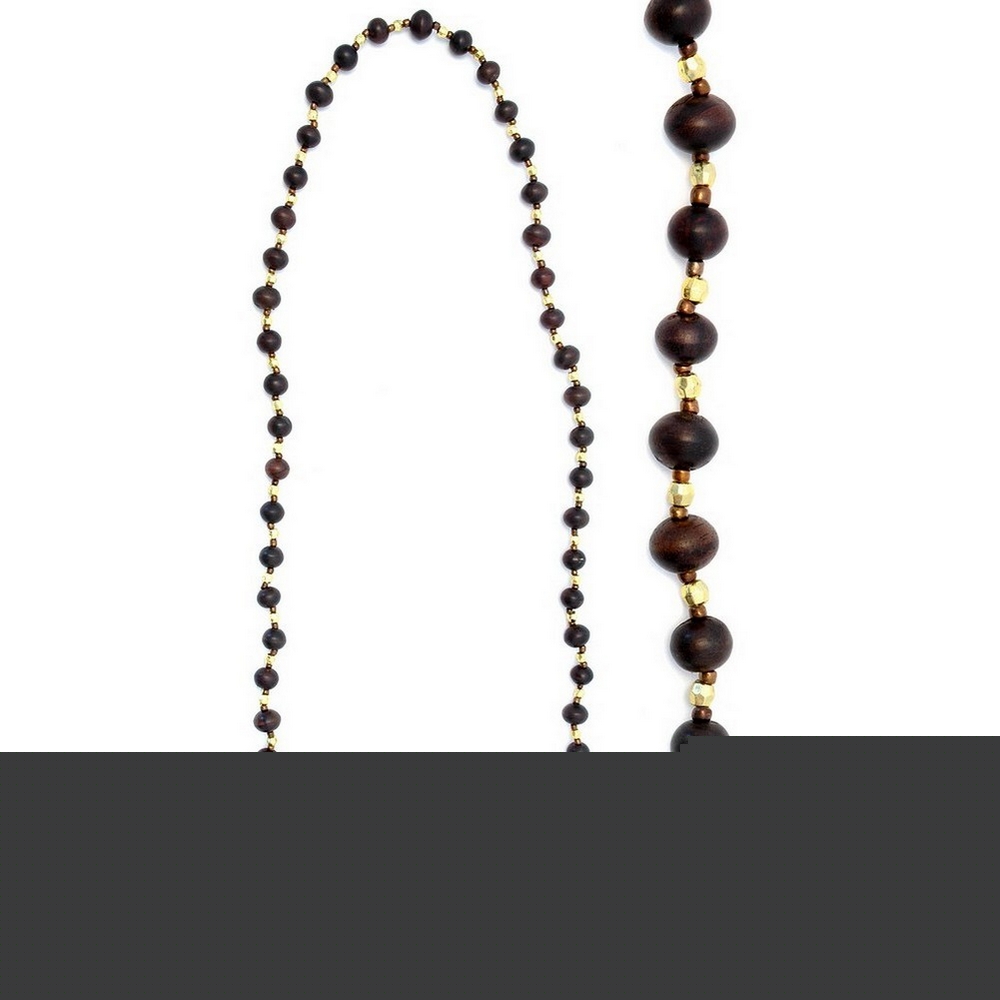 Long necklace wood 12mm ball gold facet bead 120cm