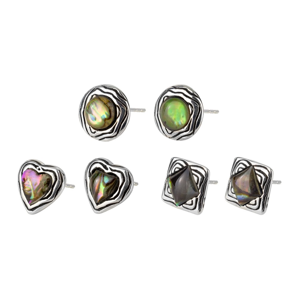 Stud earring 925 silver & paua shell circle