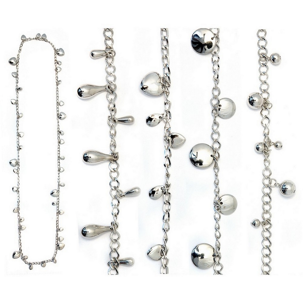 Necklace disc heart teardrop ball charms