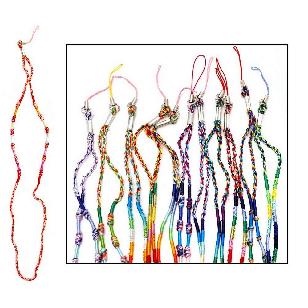 Phone charm satin woven multi-coloured 80cm phone holder