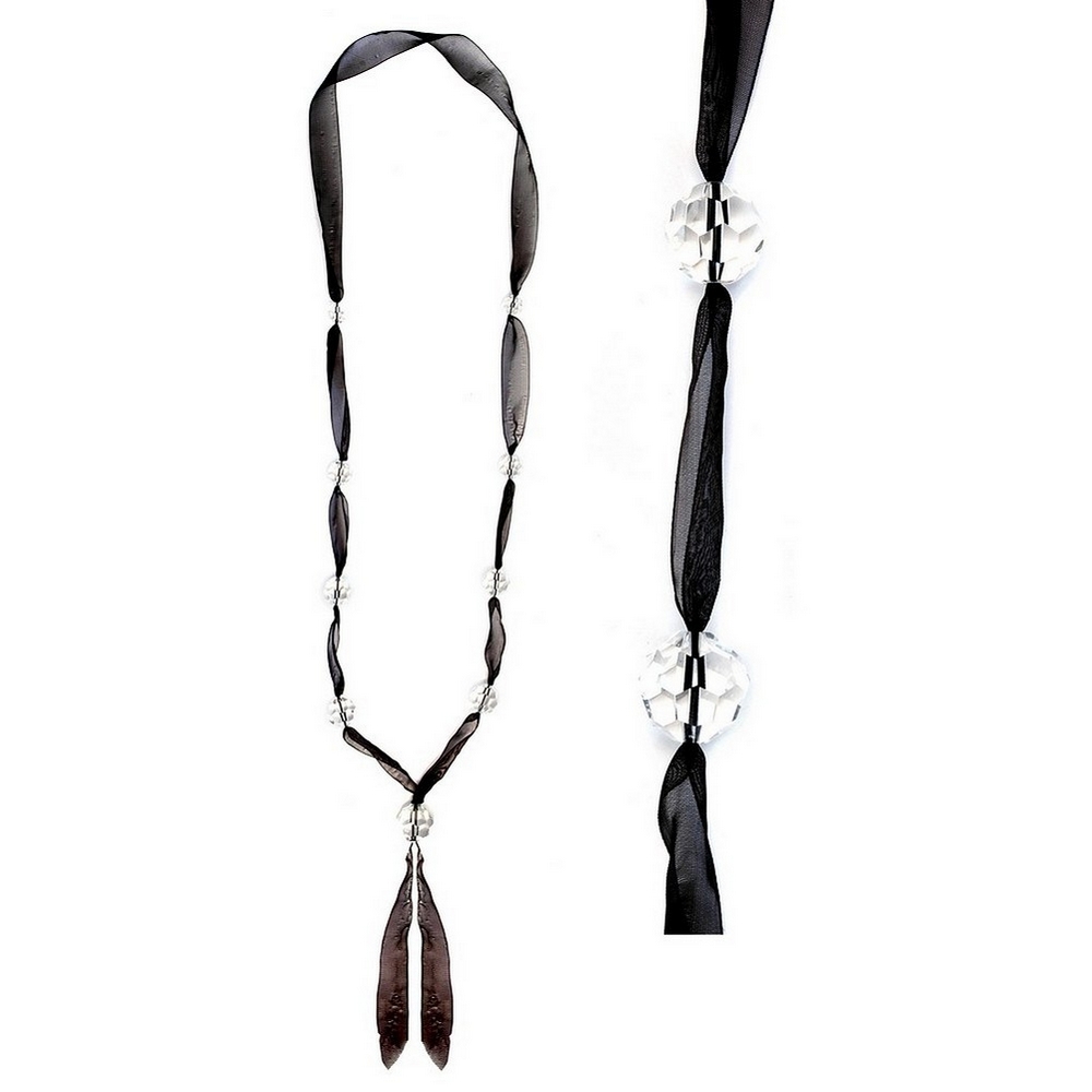 Long necklace glass & voile clear beads