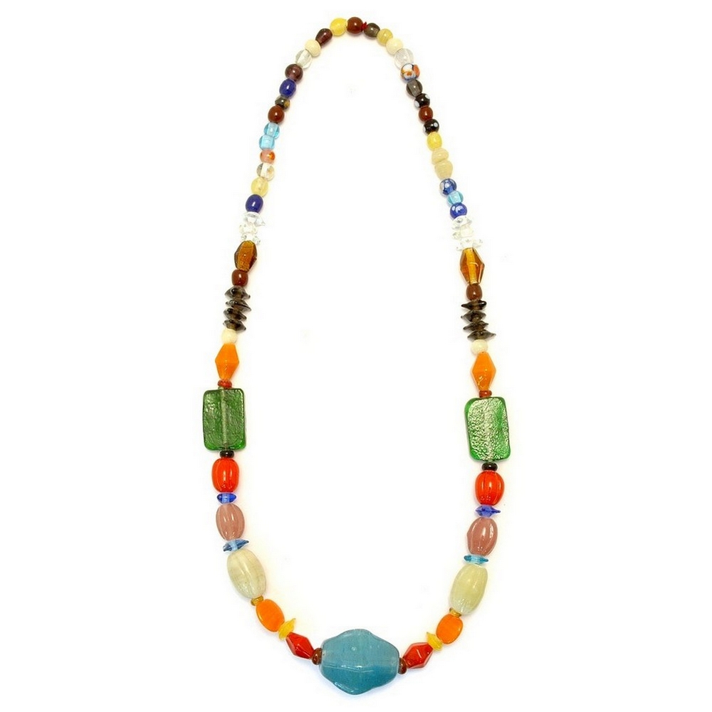 Long necklace glass large diamond shape bead 70cm