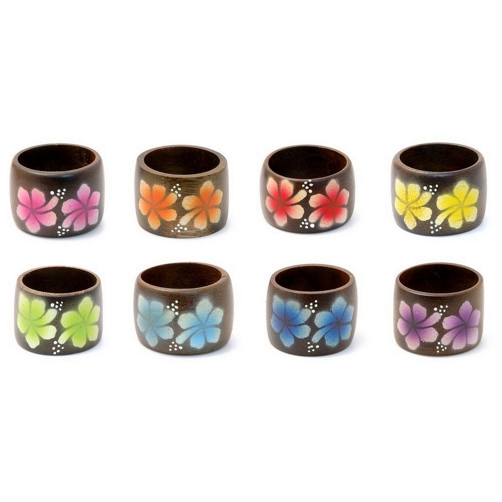 Ring wood 5 petal flower band