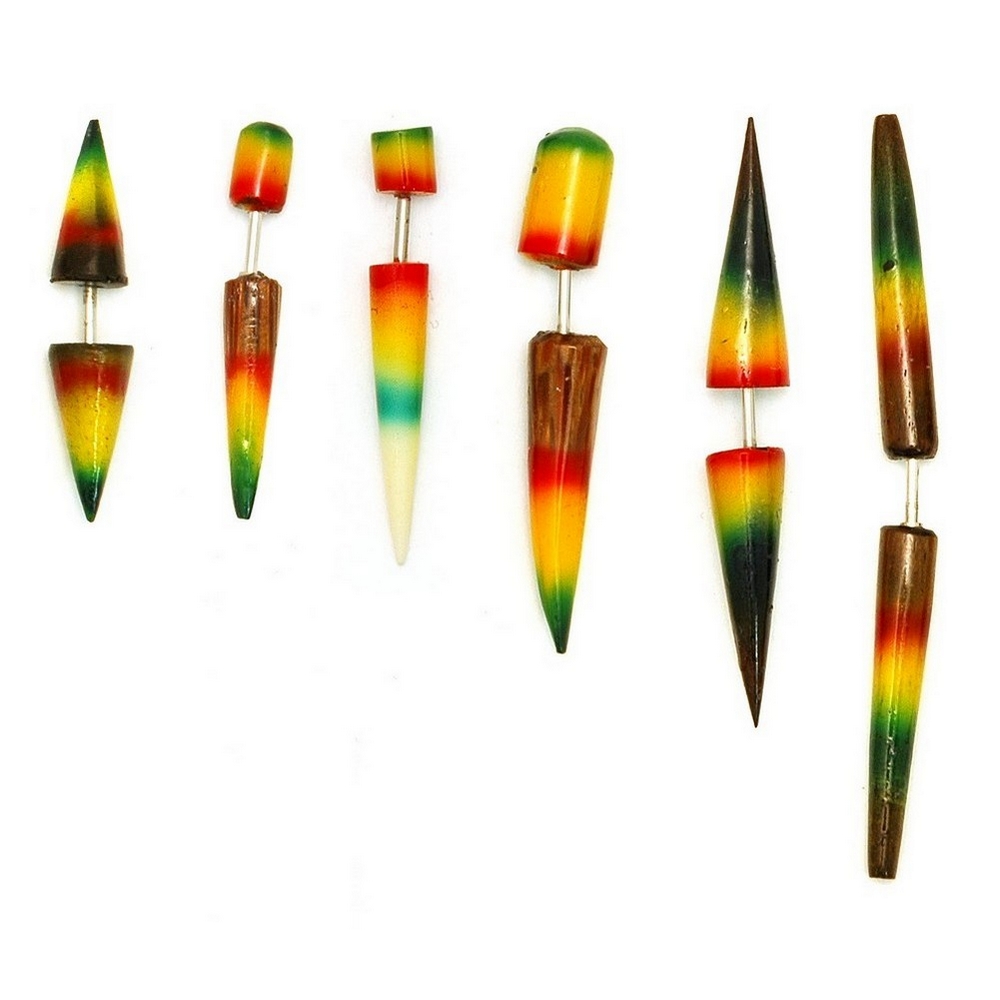 Front & back earring resin rainbow