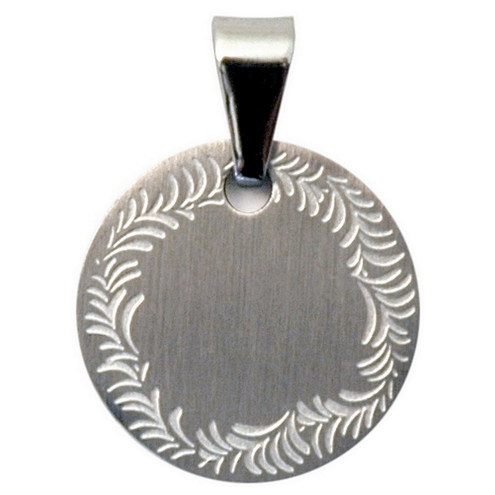 Necklace with a pendant garlanded stainless disc