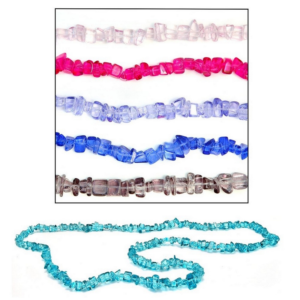 Long necklace glass large chip 120cm