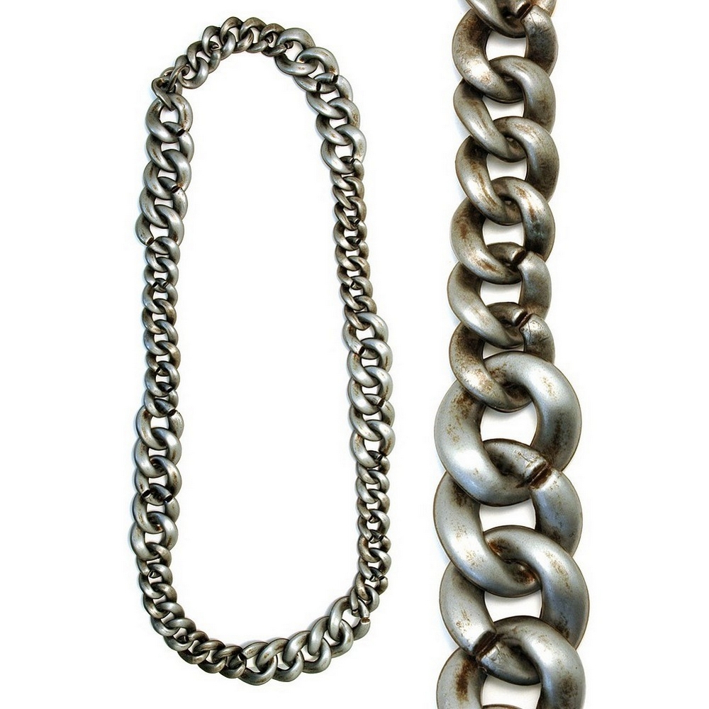 Necklace resin antique silver mixed link 100cm