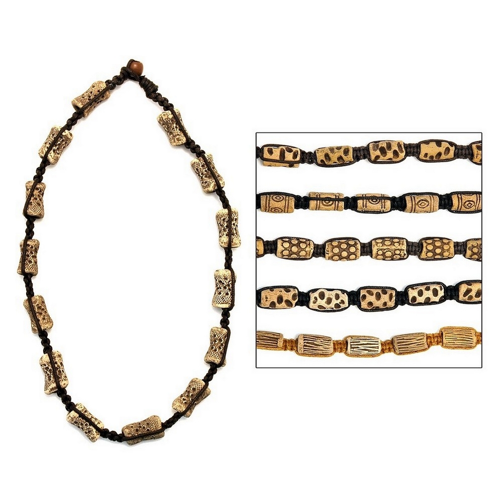 Bead string necklace ceramic stone age