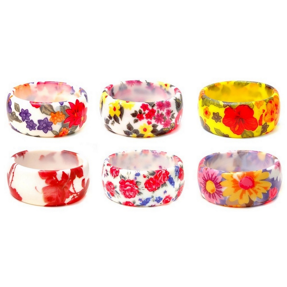 Bangle resin floral cottage garden 35mm