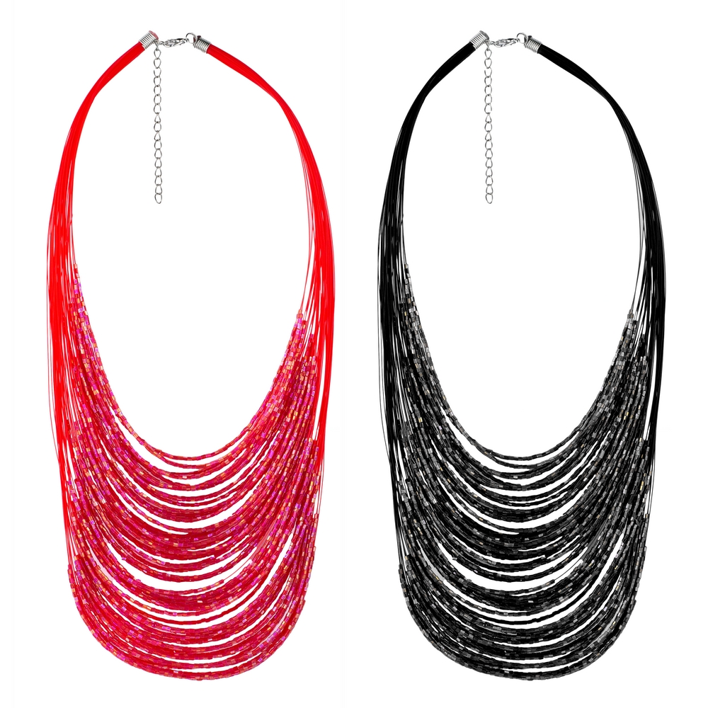 Necklace glass seed bead multi strand