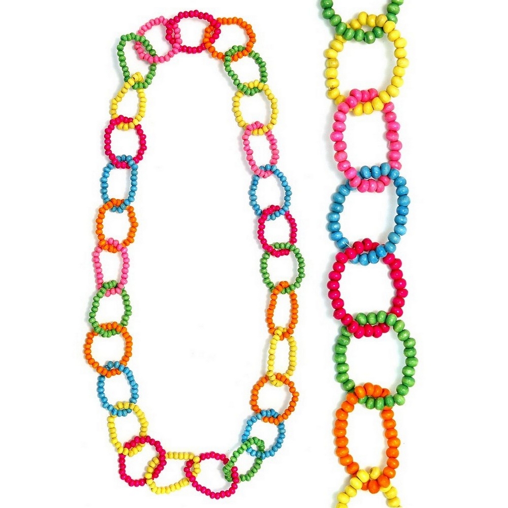 Long necklace wood self coloured loops 110cm