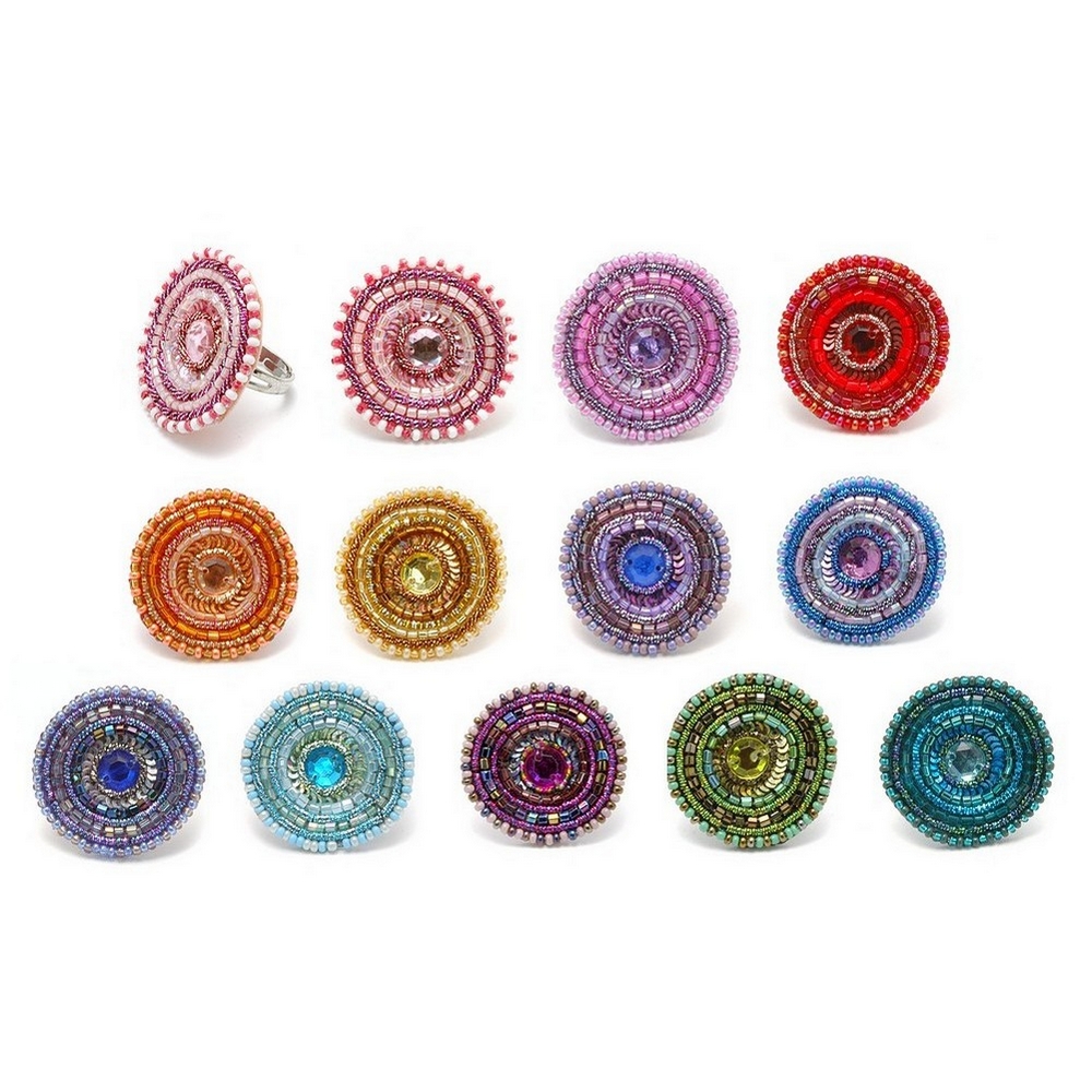 Ring glass seed bead and sequin confection