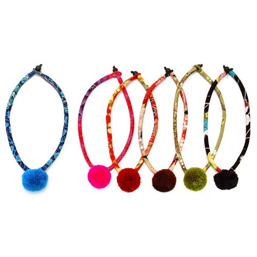 Necklace fabric pompom 35mm